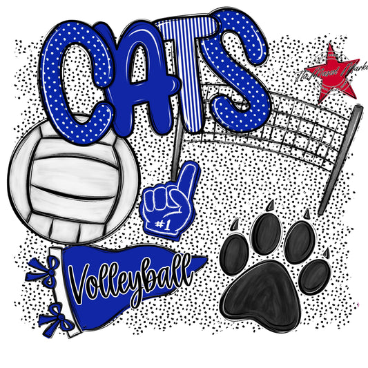 Cats Volleyball Spirit-Royal Blue