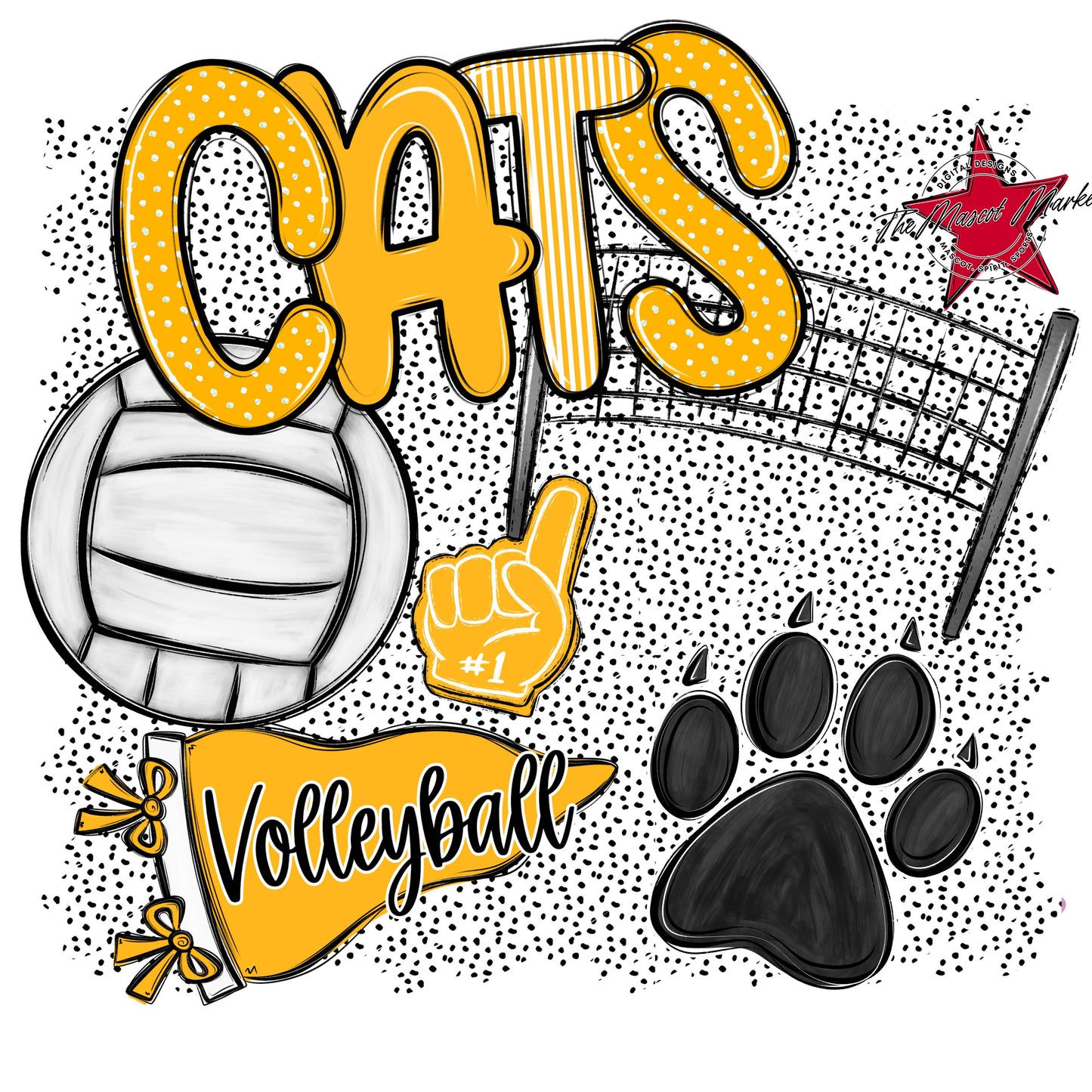 Cats Volleyball Spirit-Yellow