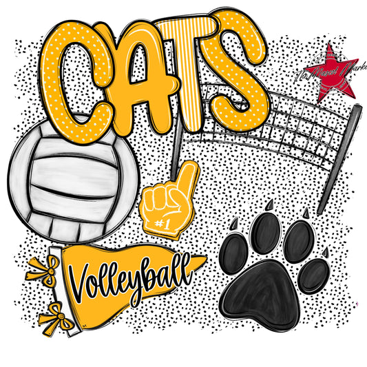 Cats Volleyball Spirit-Yellow