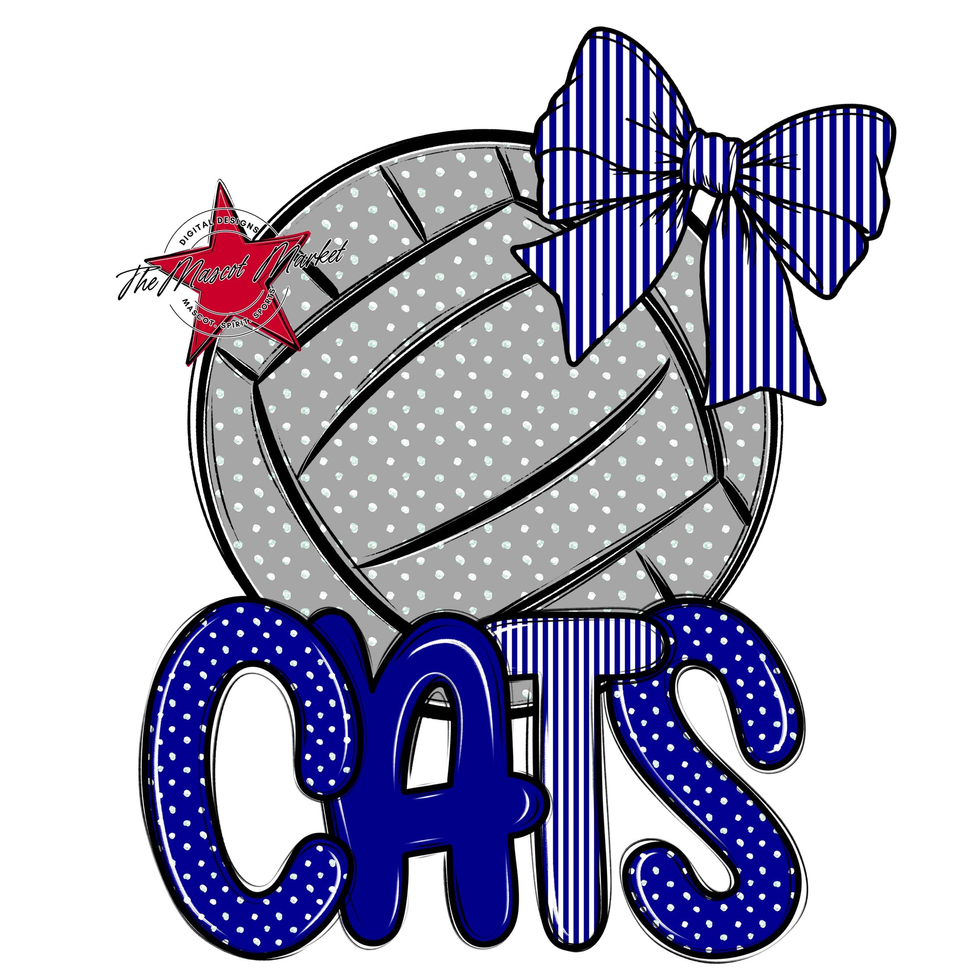 Cats Volleyball Spirit Design-Blue