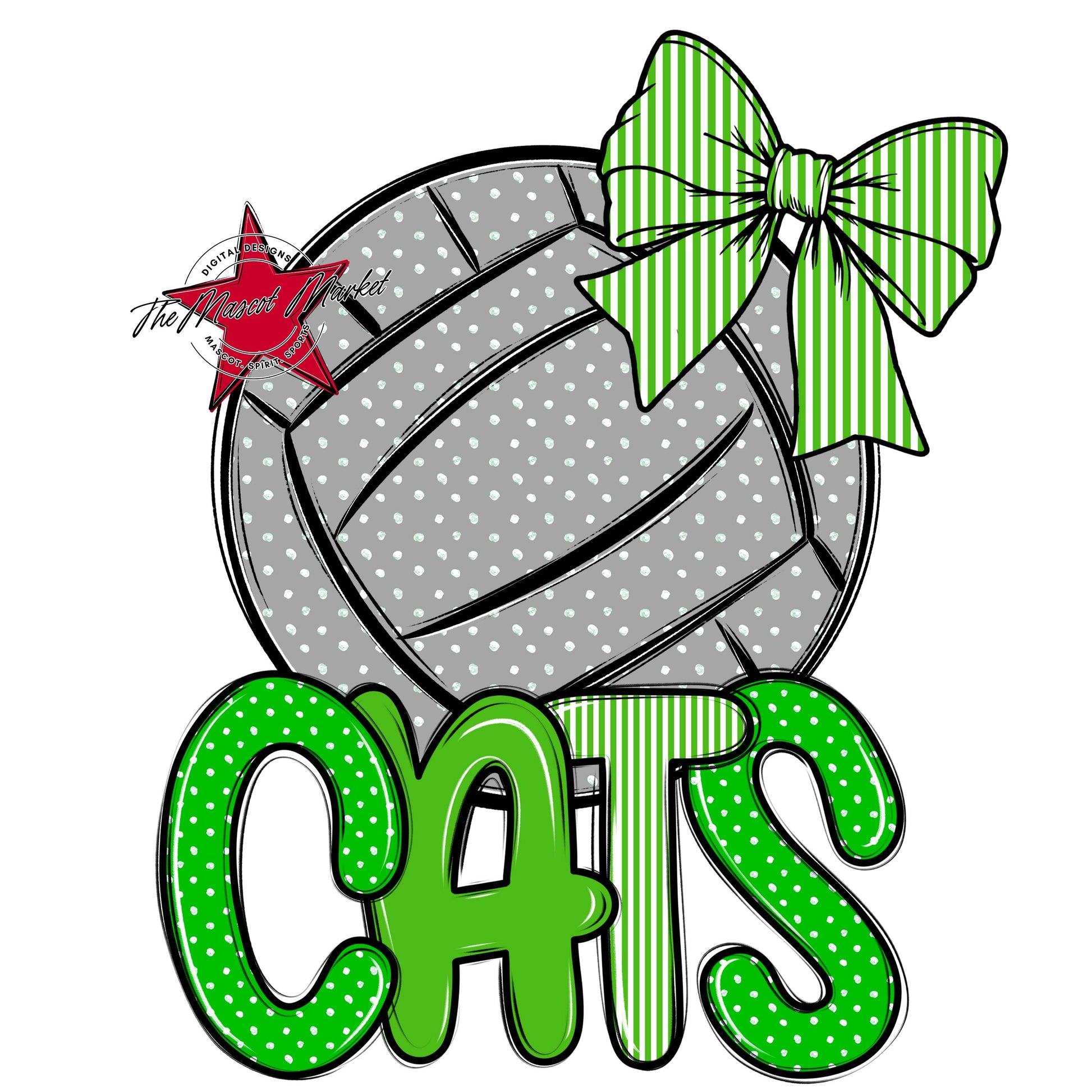 Cats Volleyball Spirit Design-Bright Green