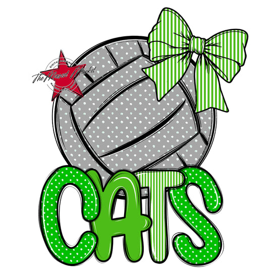 Cats Volleyball Spirit Design-Bright Green