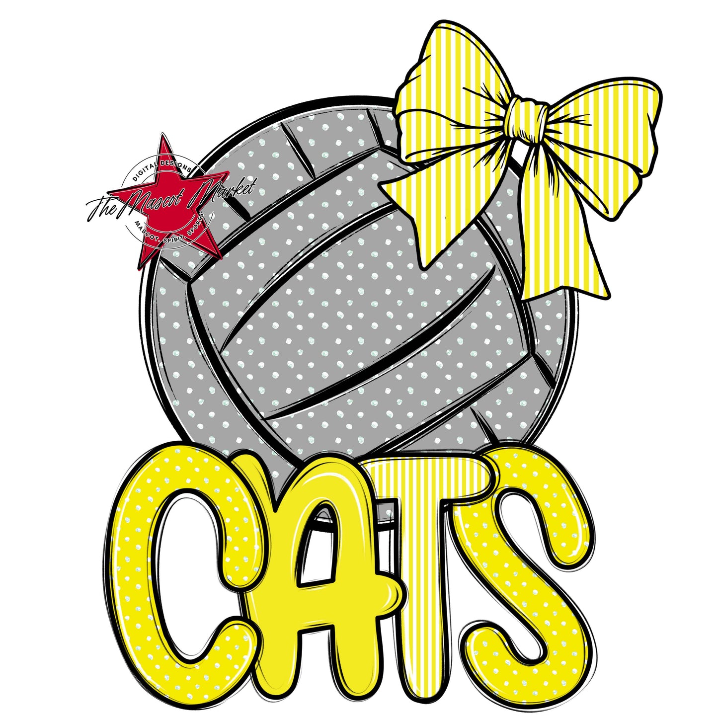 Cats Volleyball Spirit Design-Bright Yellow