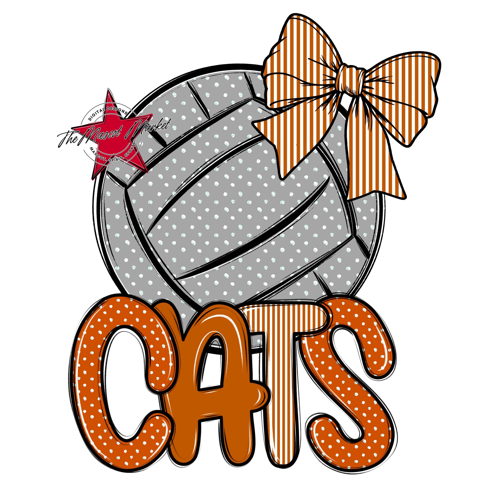 Cats Volleyball Spirit Design-Burnt Orange