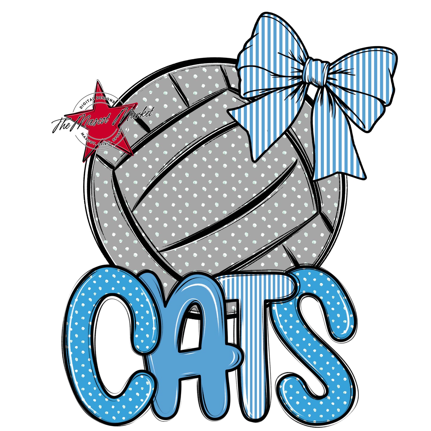 Cats Volleyball Spirit Design-Carolina Blue