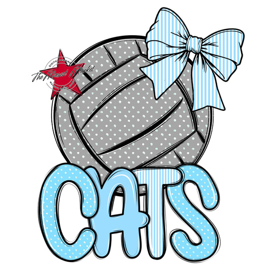 Cats Volleyball Spirit Design-Columbia Blue