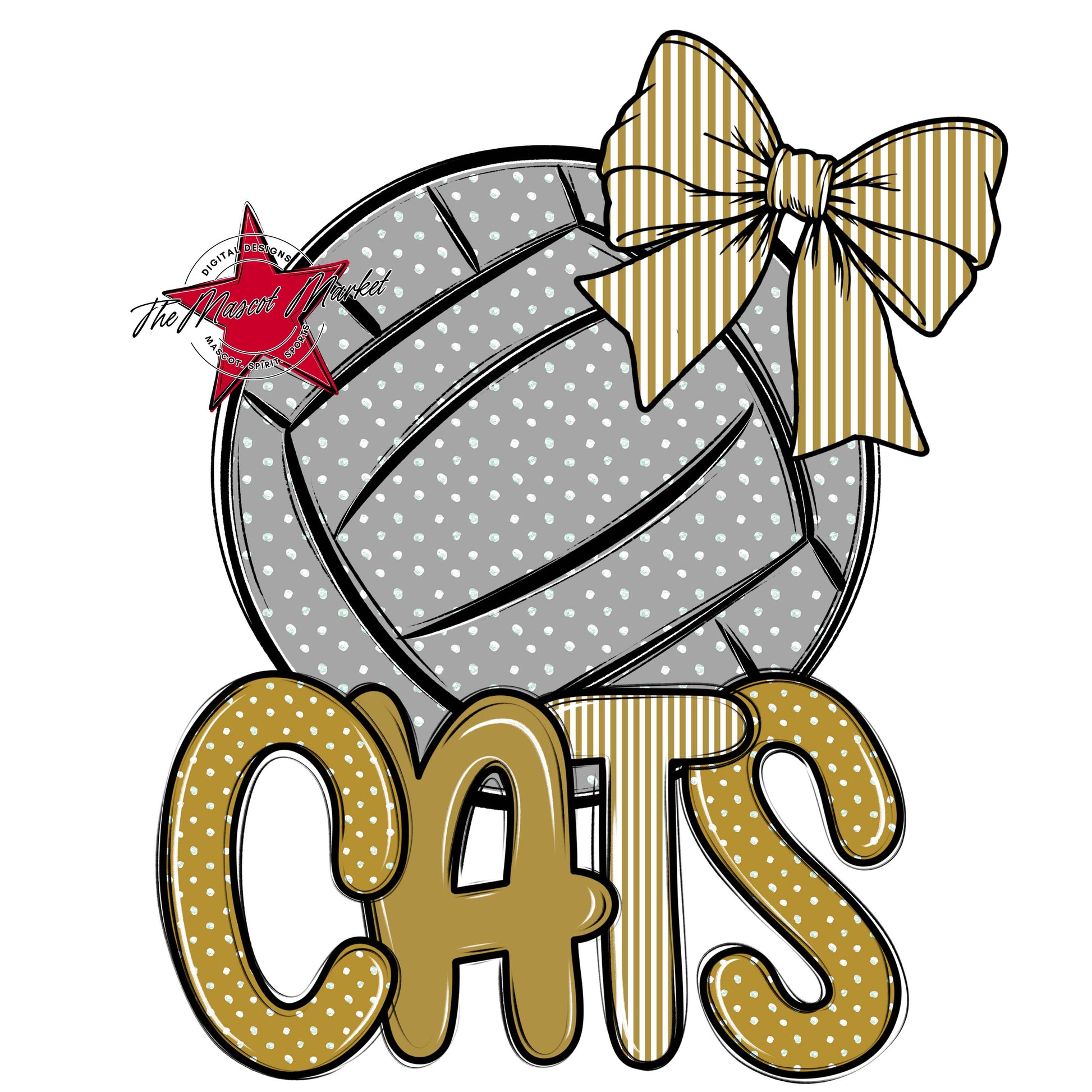 Cats Volleyball Spirit Design-Gold