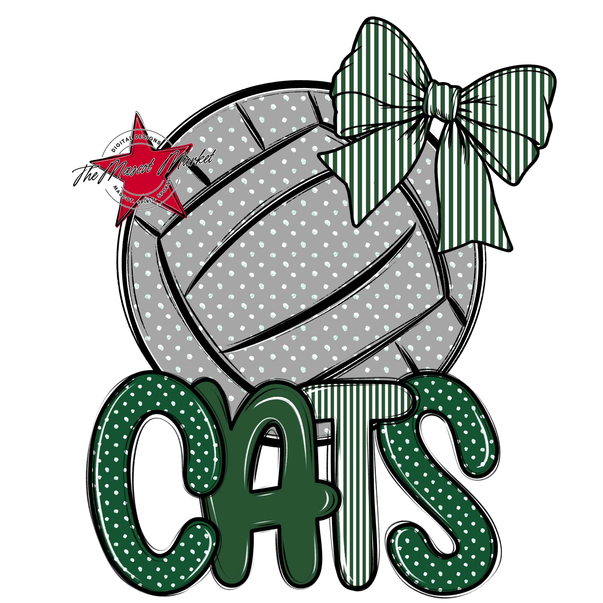 Cats Volleyball Spirit Design-Green