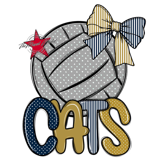 Cats Volleyball Spirit Design-Navy & Gold