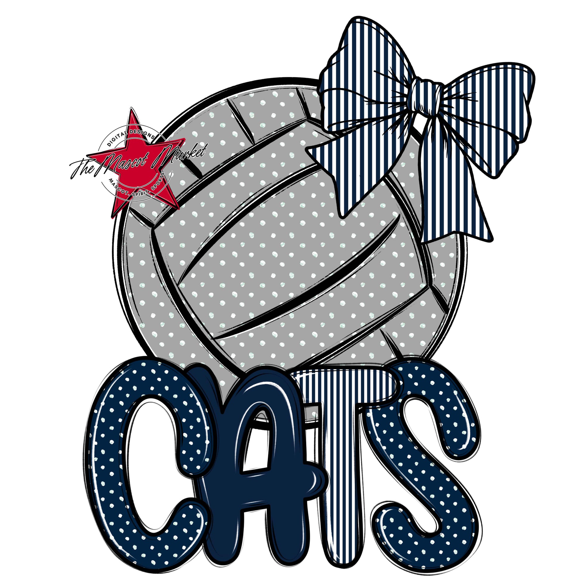 Cats Volleyball Spirit Design-Navy