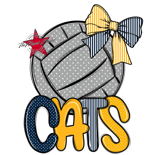 Cats Volleyball Spirit Design-Navy & Yellow