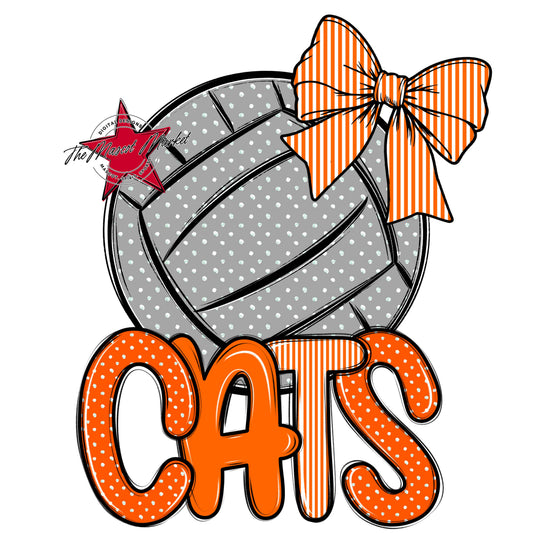 Cats Volleyball Spirit Design-Orange