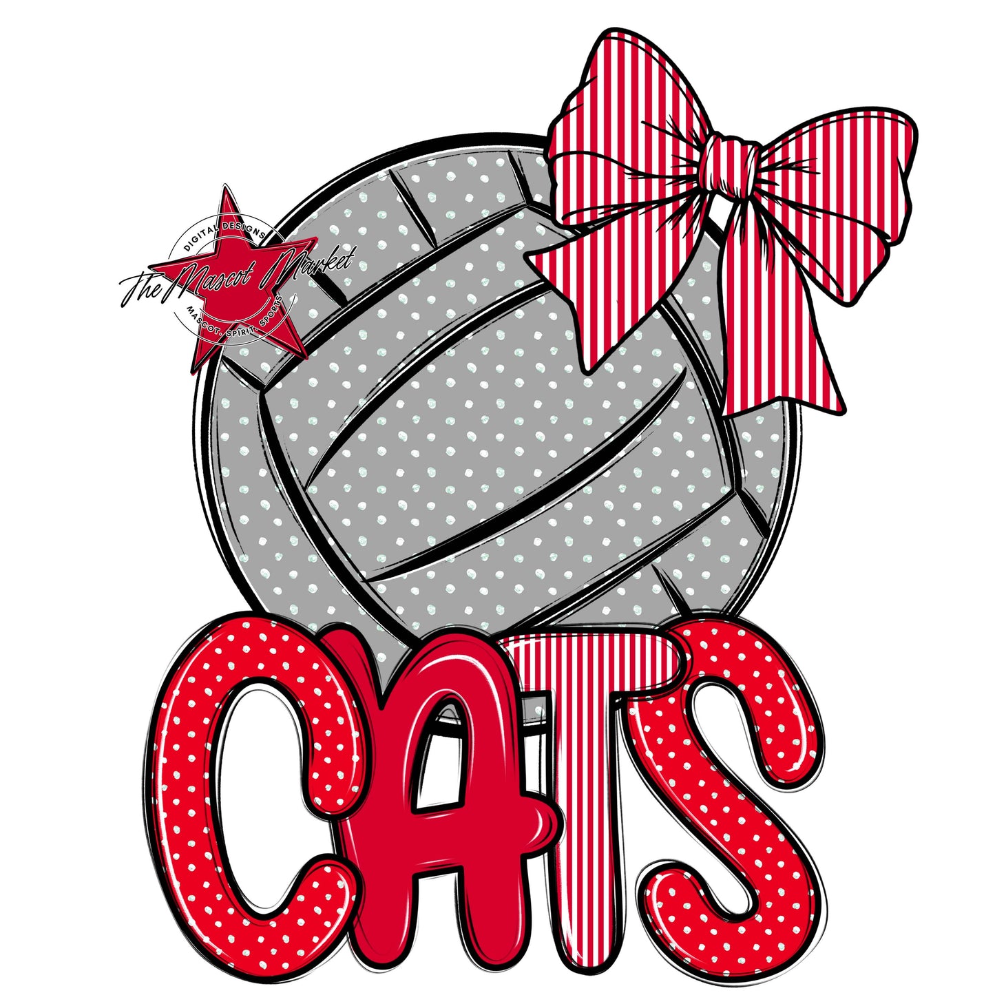 Cats Volleyball Spirit Design-Red