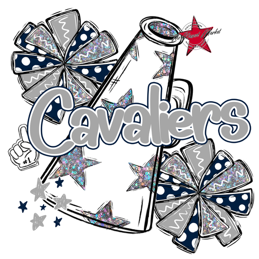 Cavaliers Alpha Megaphone Design-Navy-Grey