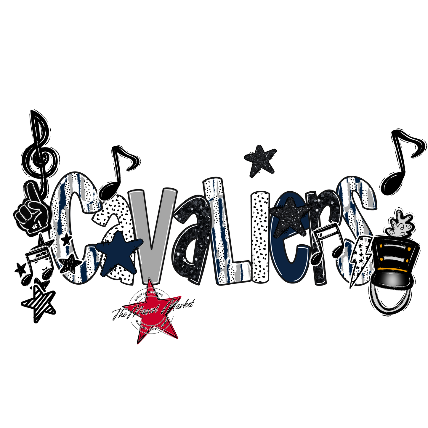 Cavaliers Band Scrape-Navy-Grey