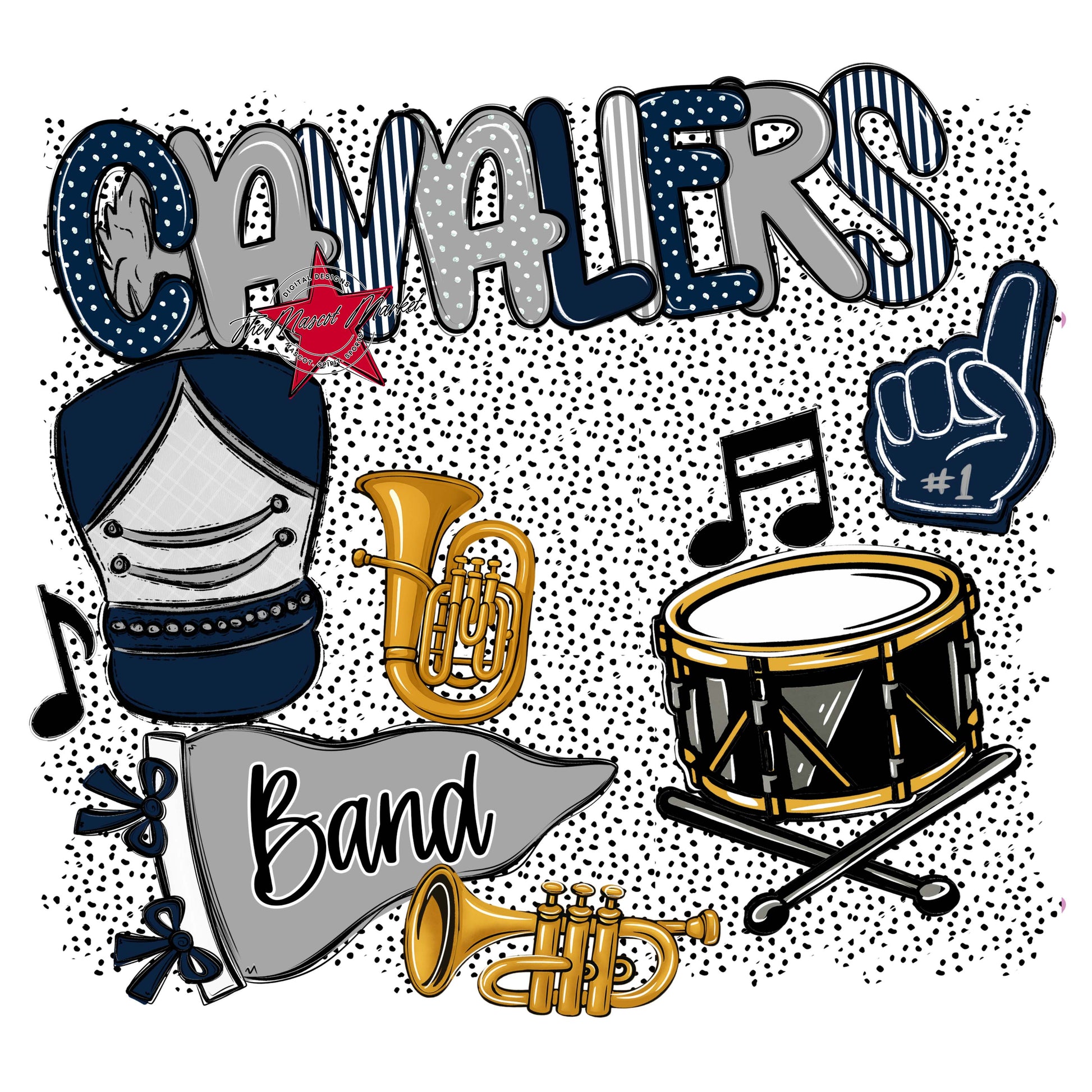 Cavaliers Band Spirit-Navy & Grey