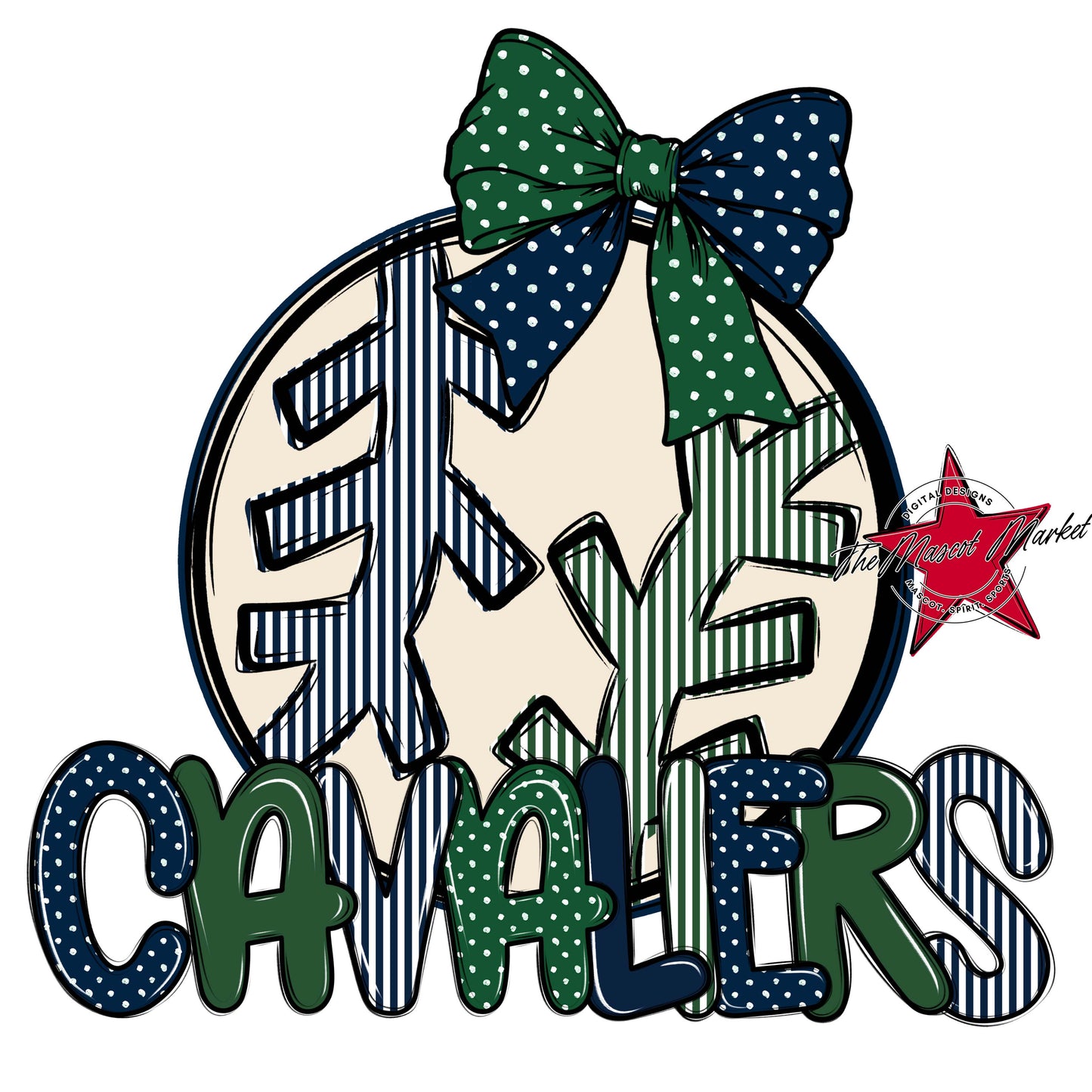 Cavaliers Baseball-Softball Spirit Design-Navy & Green