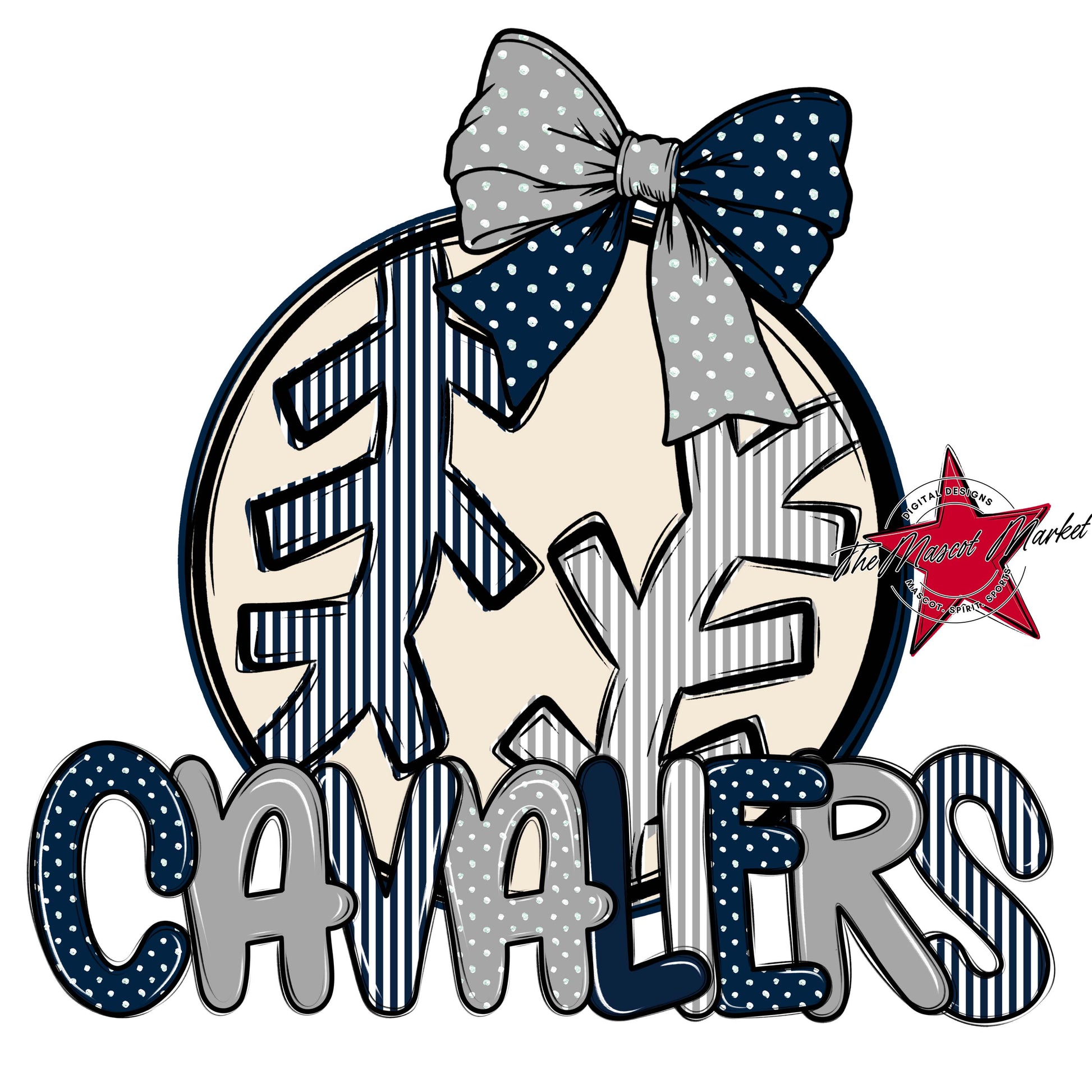Cavaliers Baseball-Softball Spirit Design-Navy & Grey