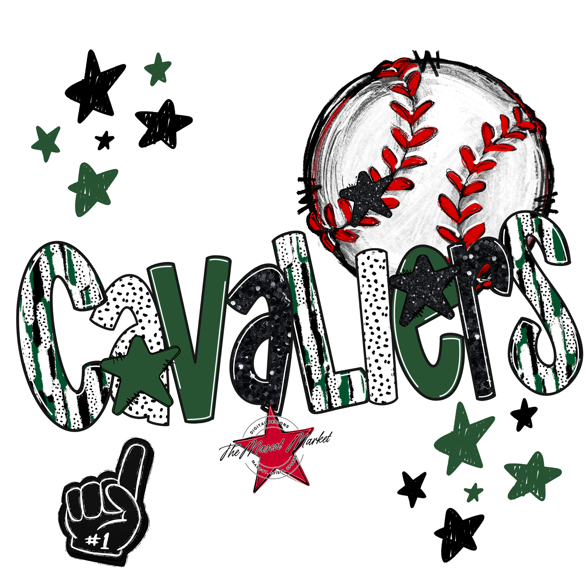 Cavaliers Baseball Scrape-Green