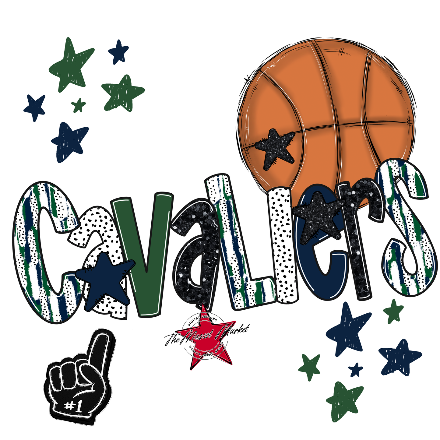 Cavaliers Basketball Scrape-Navy-Green