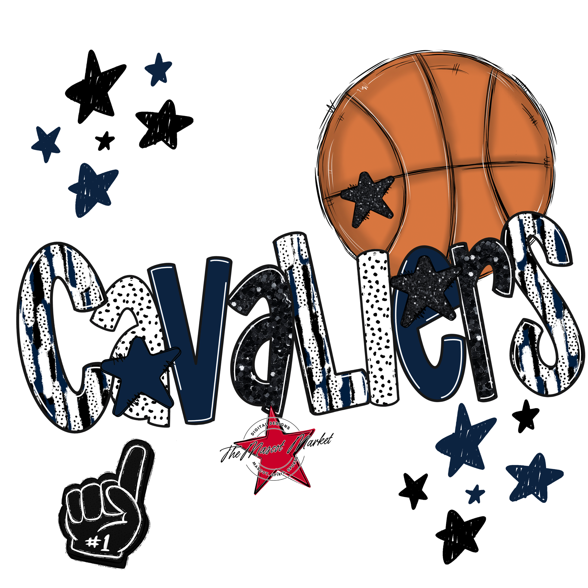 Cavaliers Basketball Scrape-Navy