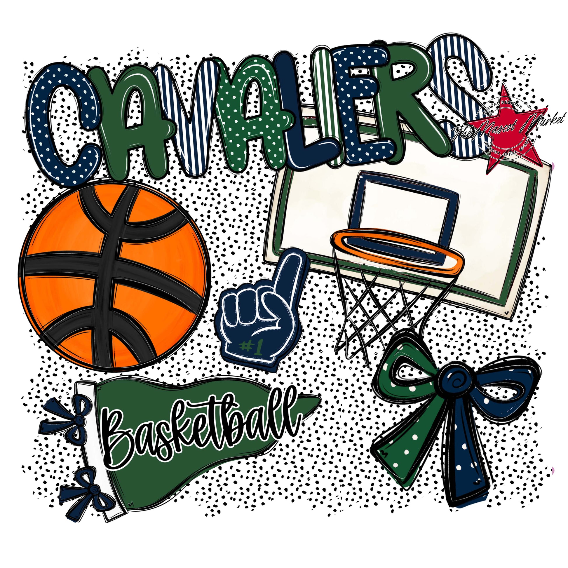Cavaliers Basketball Spirit-Navy & Green