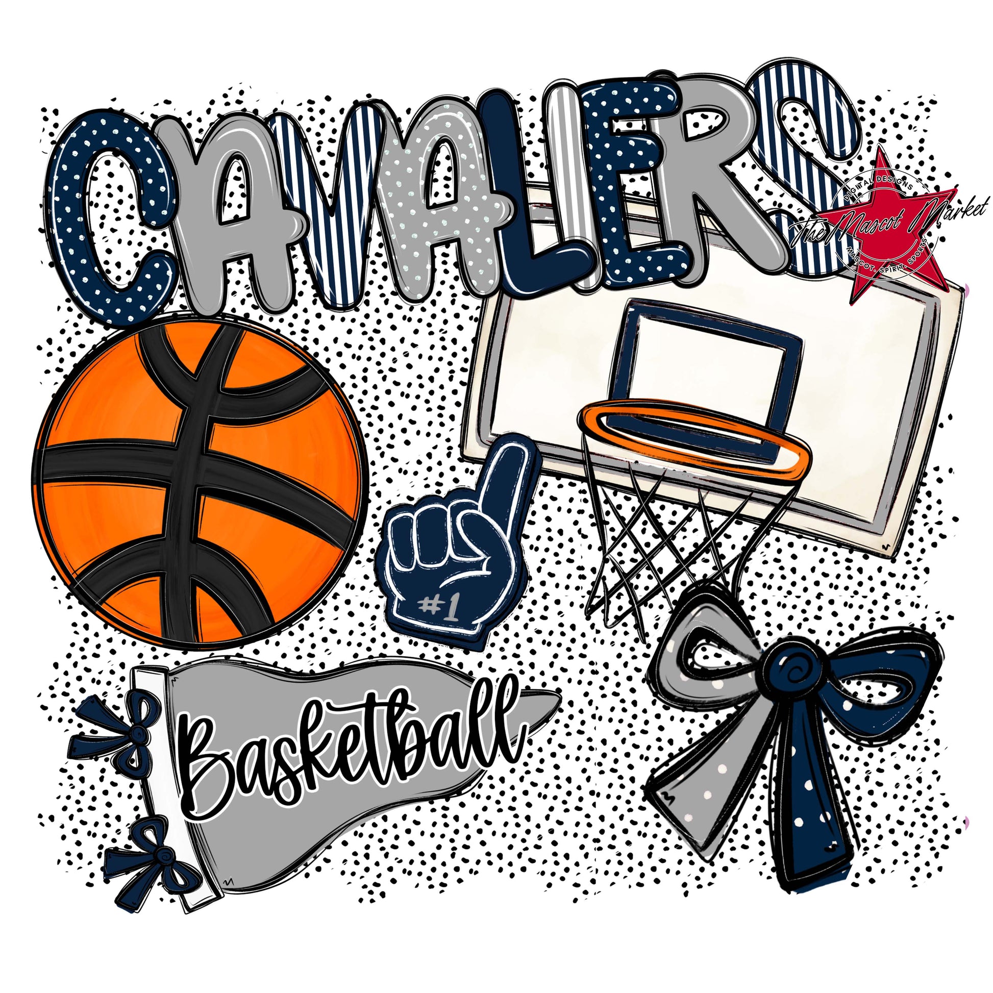 Cavaliers Basketball Spirit-Navy & Grey