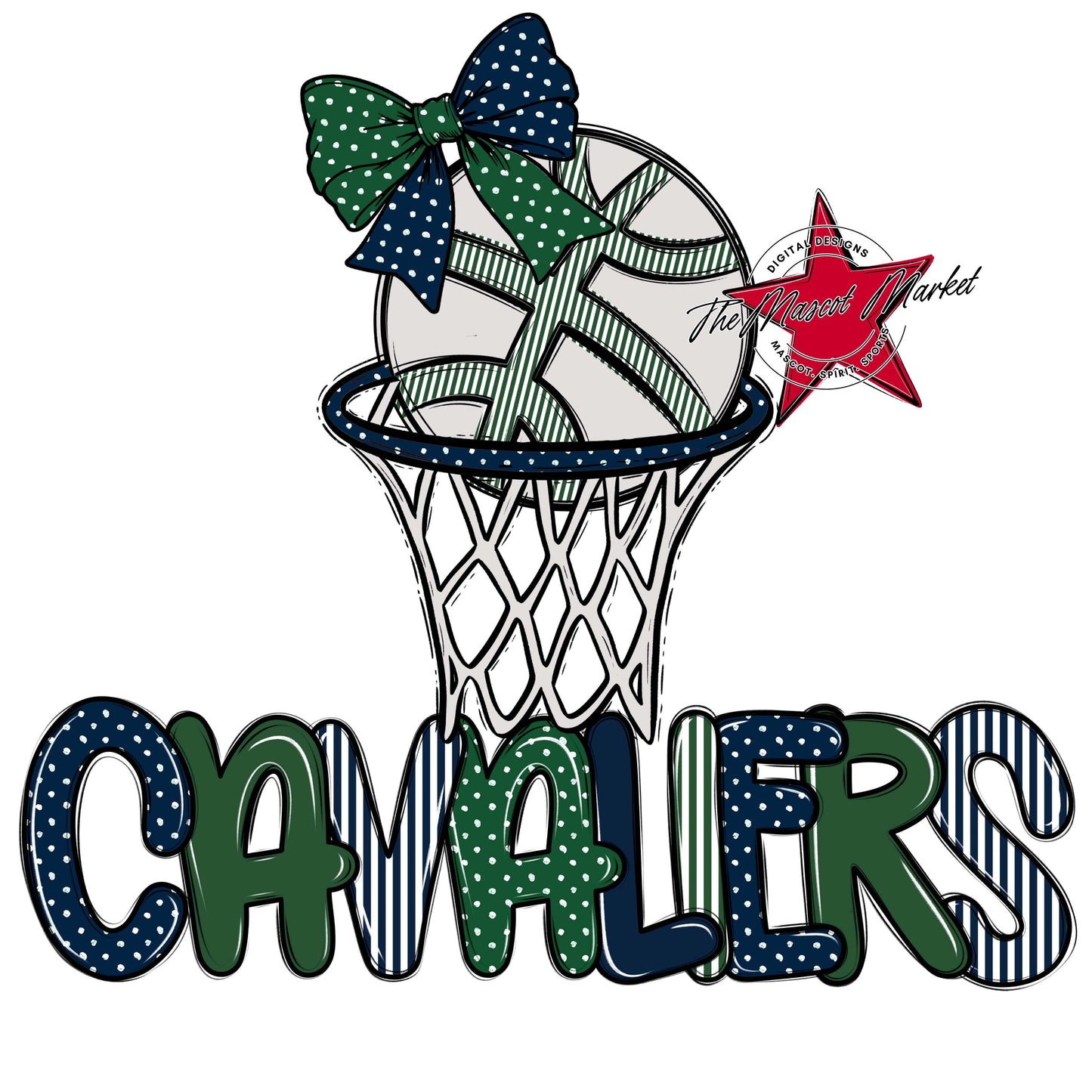 Cavaliers Basketball Spirit Design-Navy & Green