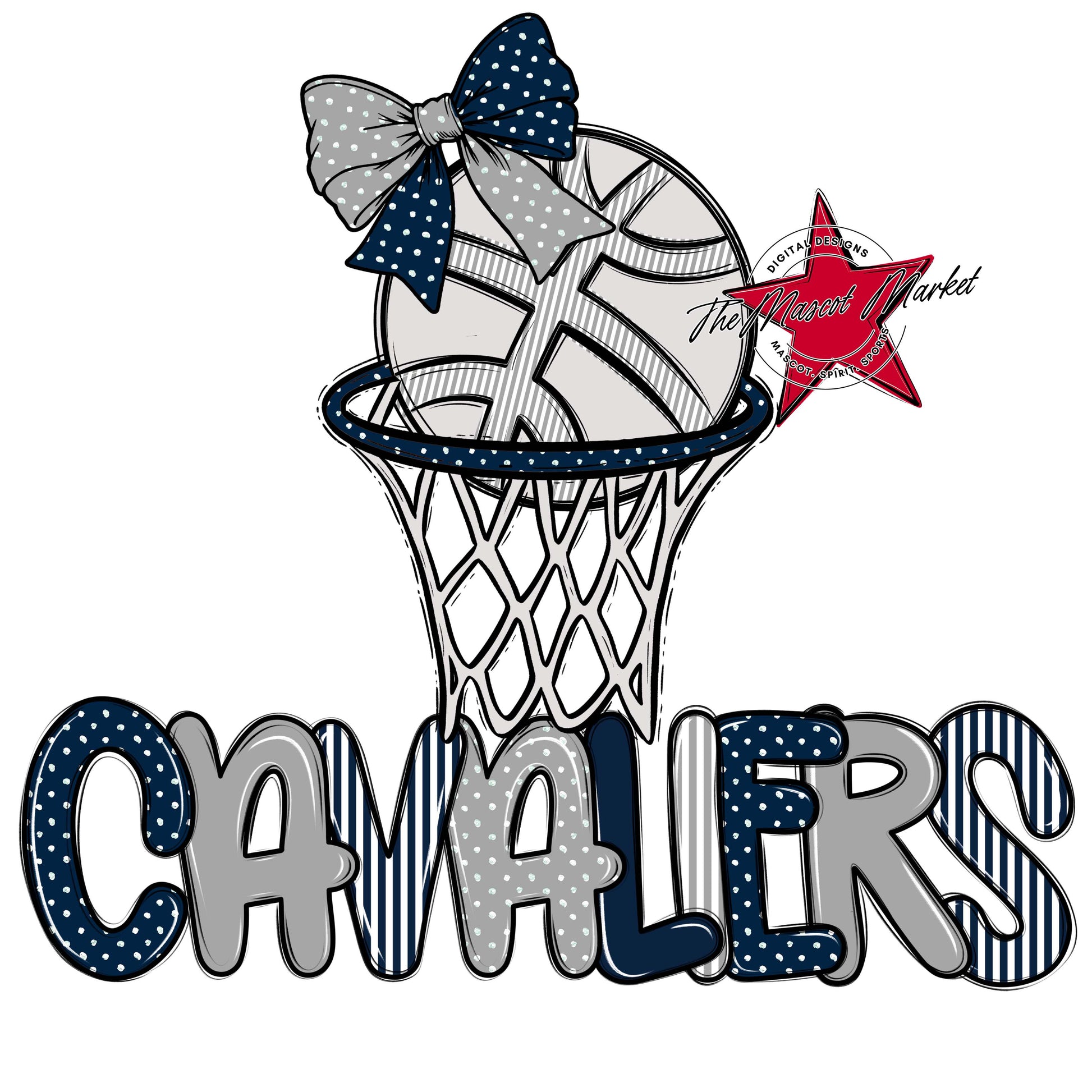 Cavaliers Basketball Spirit Design-Navy & Grey