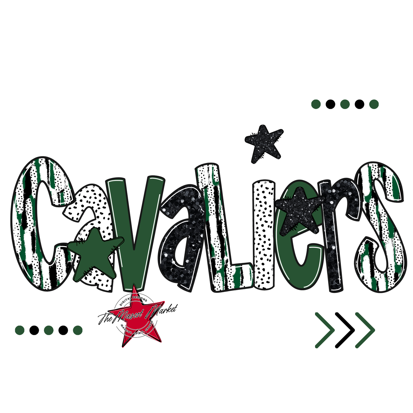 Cavaliers Brushstroke Alpha w Arrows-Green