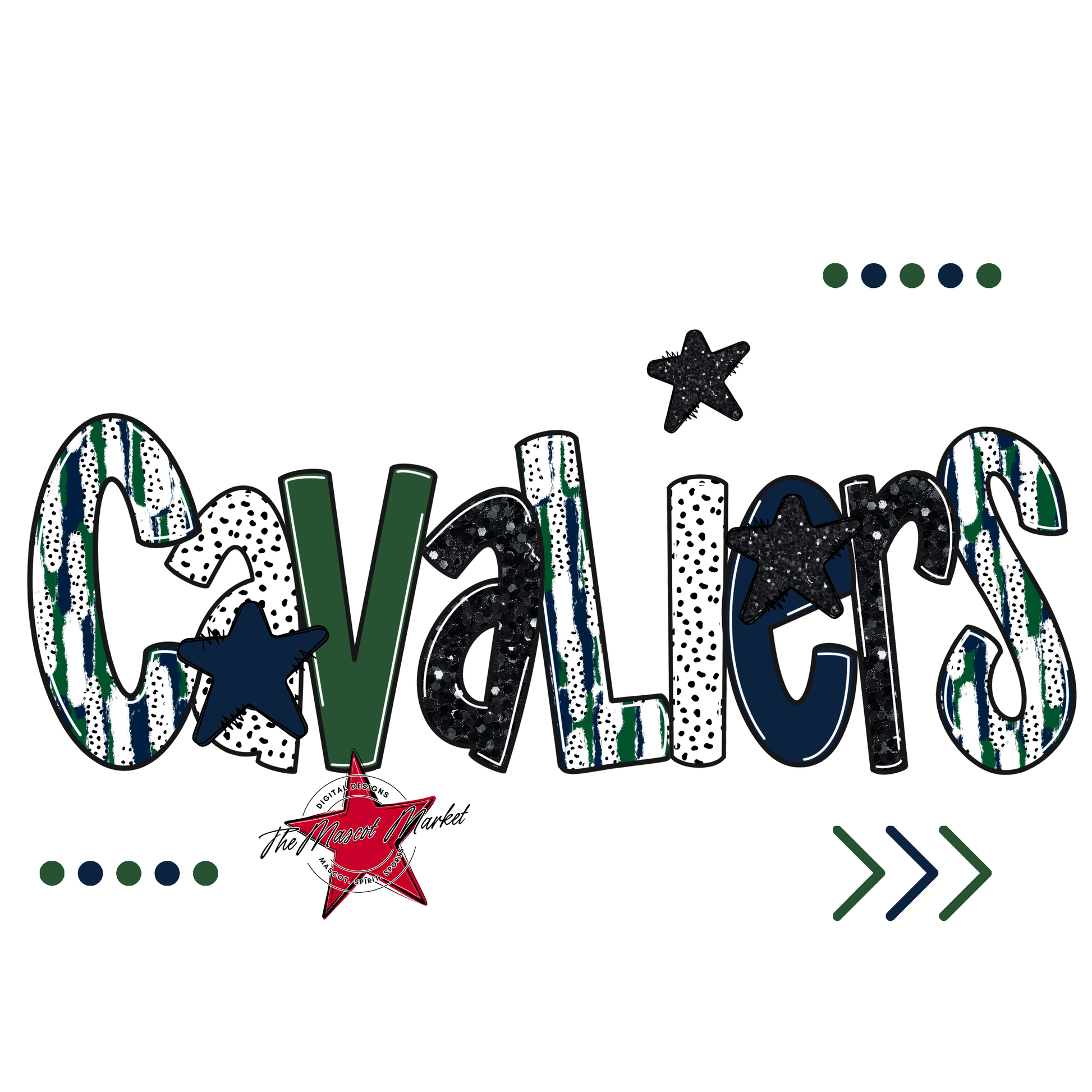 Cavaliers Brushstroke Alpha w Arrows-Navy-Green
