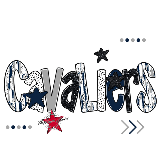 Cavaliers Brushstroke Alpha w Arrows-Navy-Grey