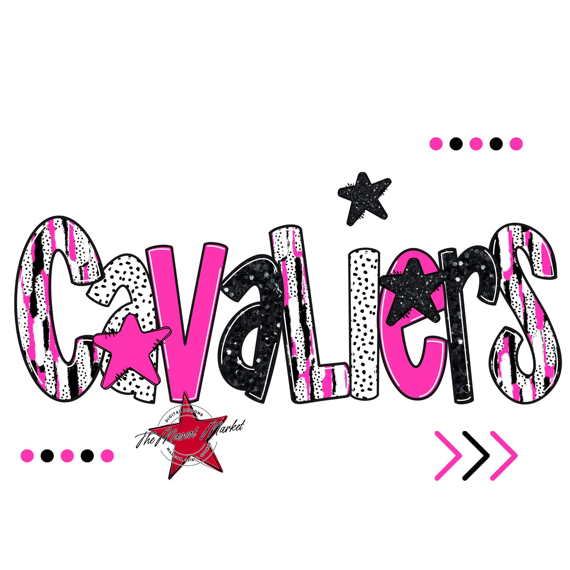Cavaliers Brushstroke Alpha w Arrows-Pink