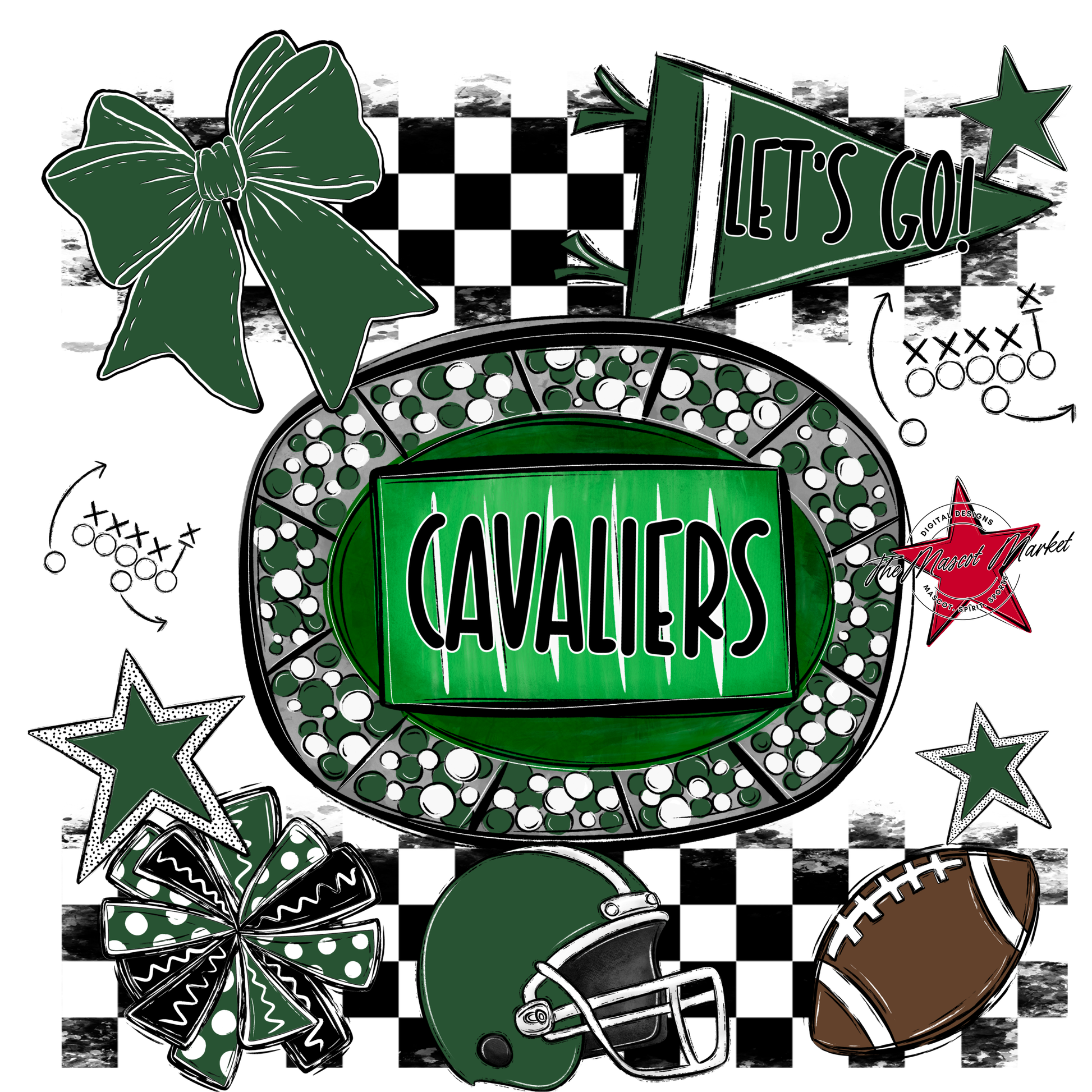 Cavaliers Checkers Spirit Design-Green