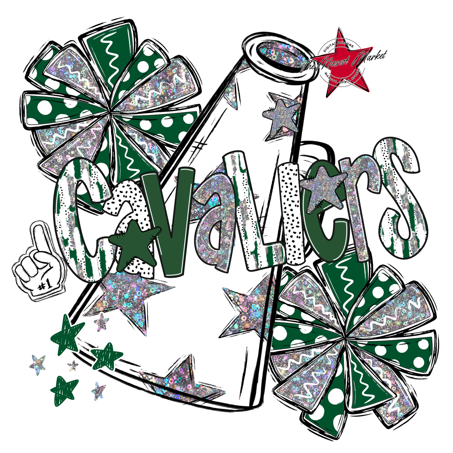 Cavaliers Cheer Megaphone Scrape-Green