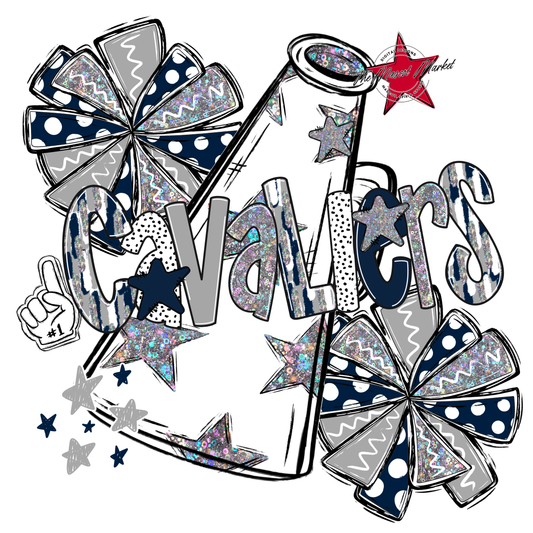 Cavaliers Cheer Megaphone Scrape-Navy-Grey