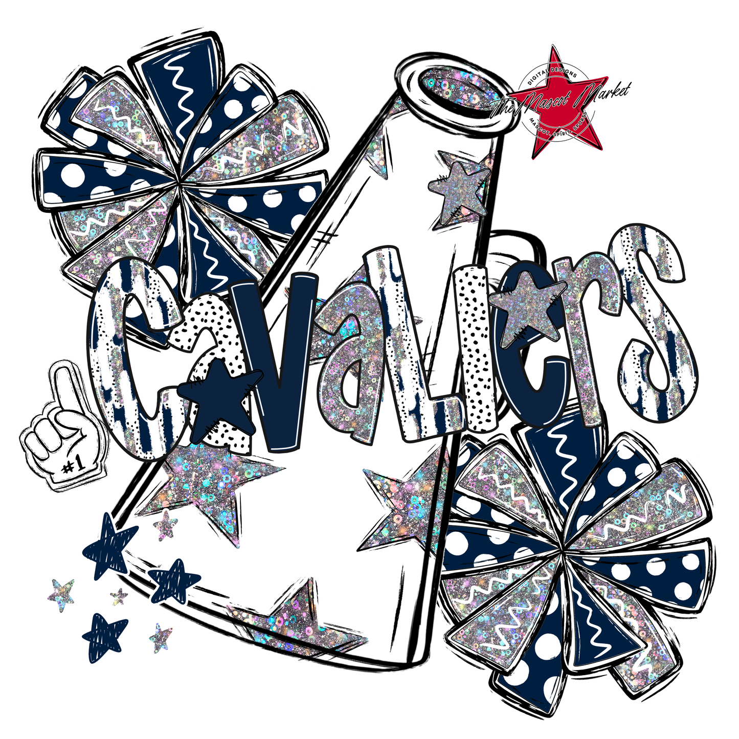 Cavaliers Cheer Megaphone Scrape-Navy