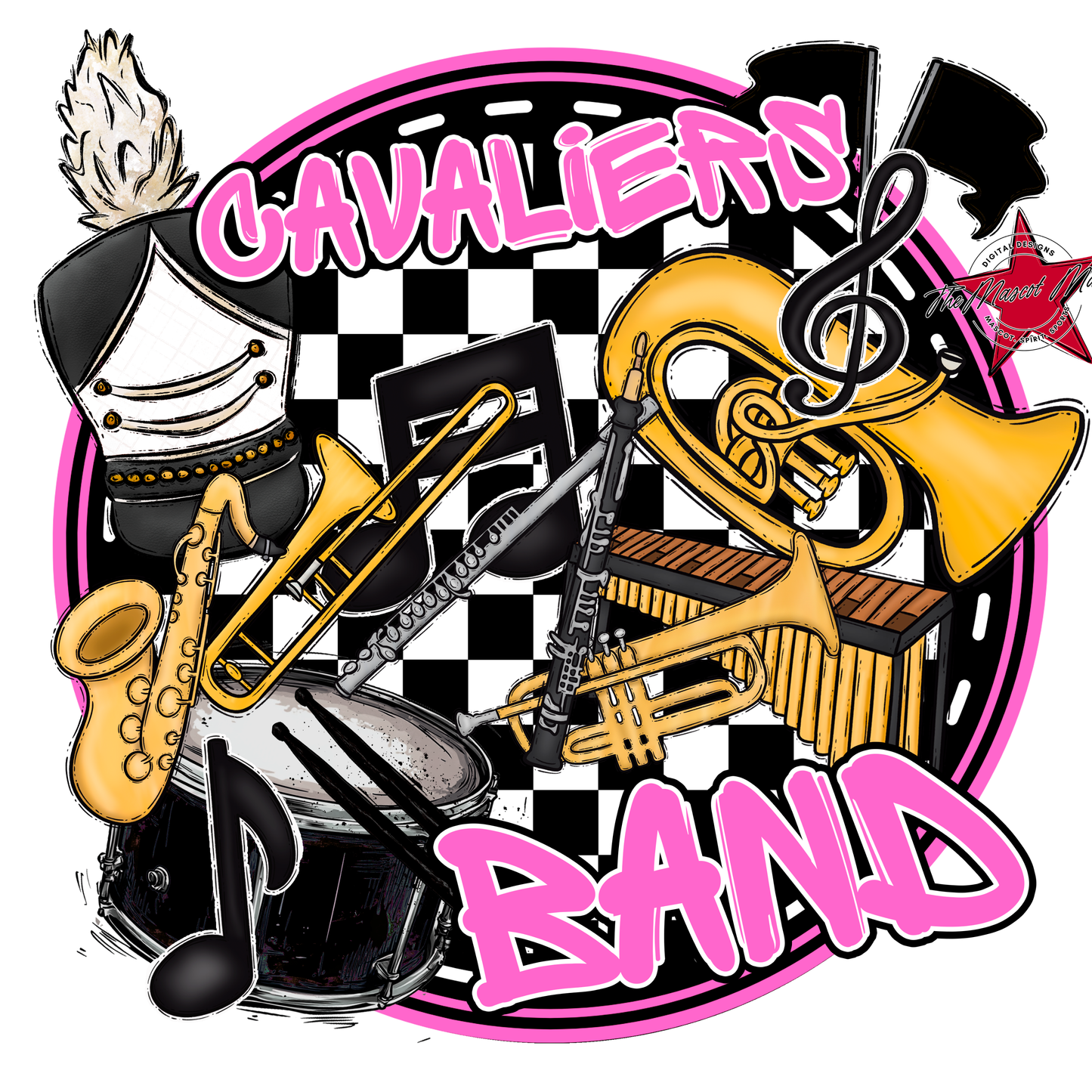 Cavaliers Circle Band Design-Baby Pink