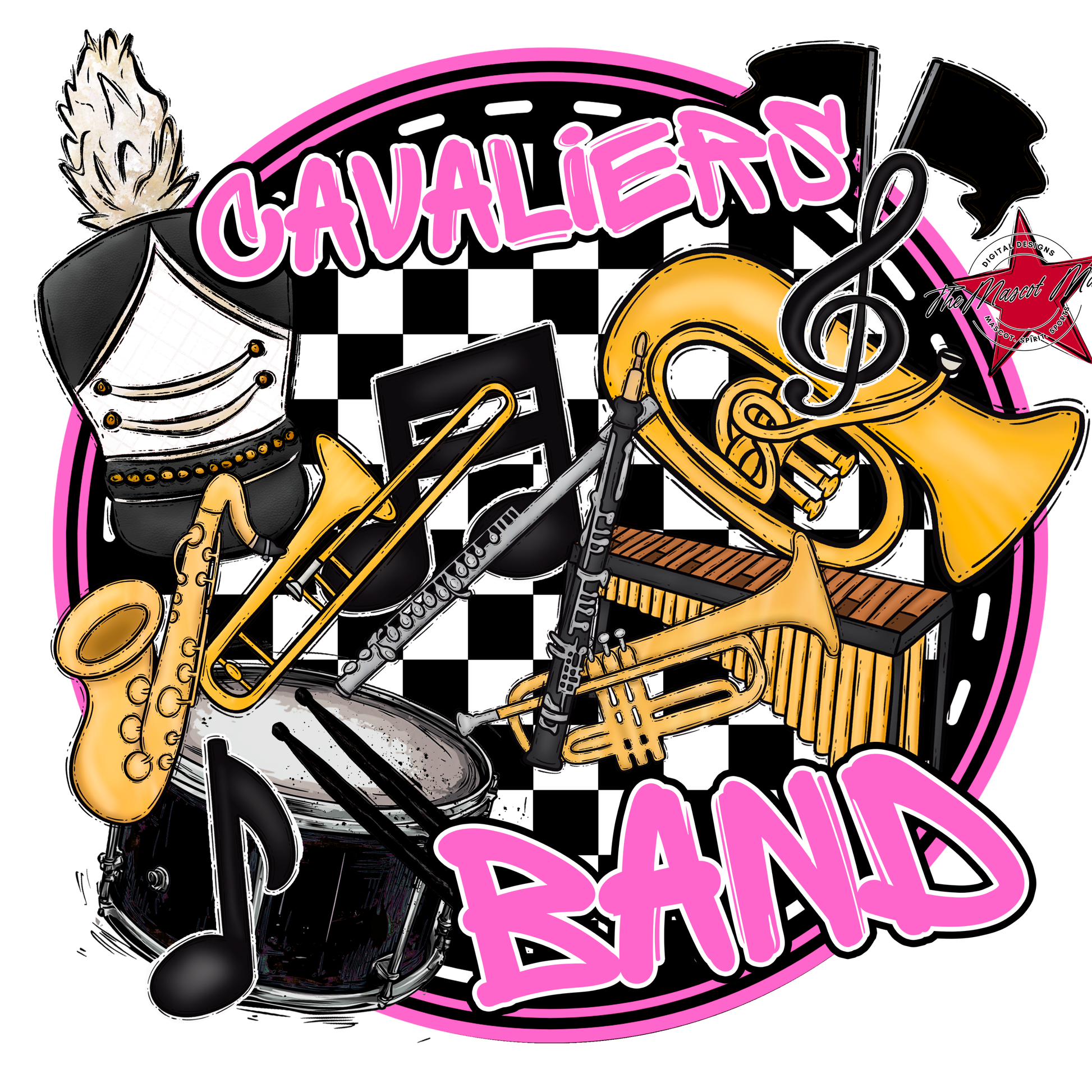 Cavaliers Circle Band Design-Baby Pink
