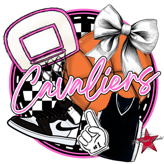 Cavaliers Circle Basketball Design-Baby Pink