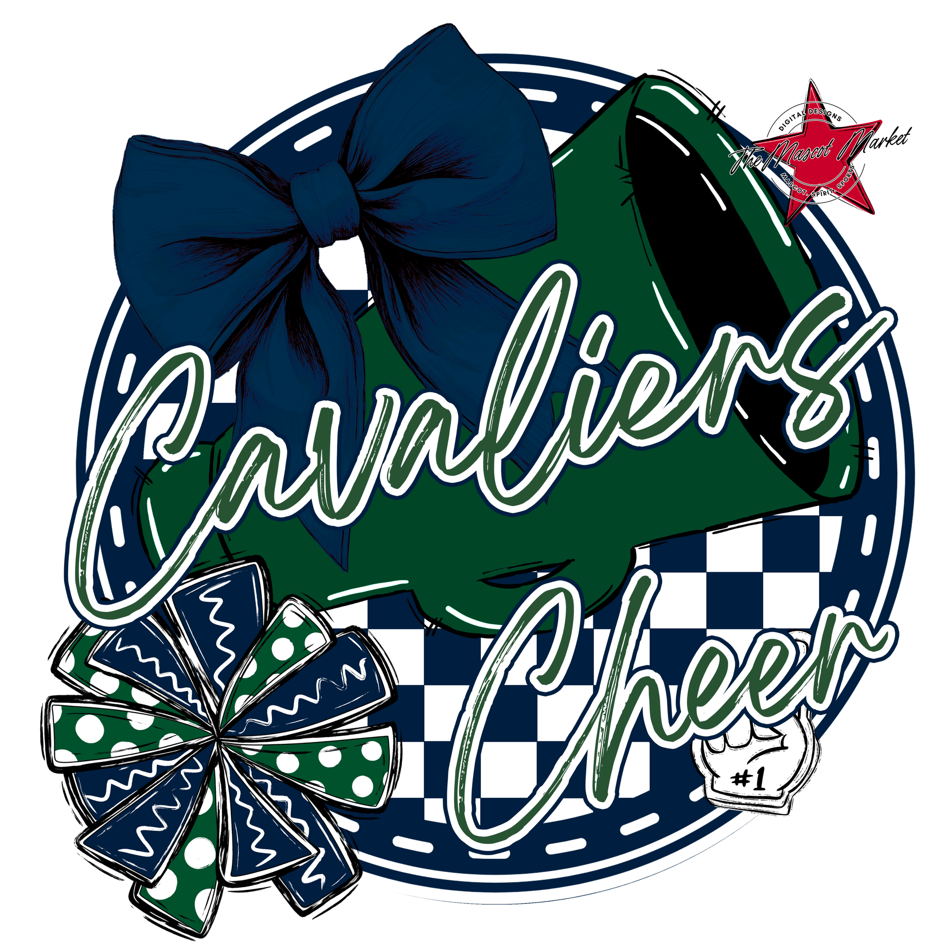 Cavaliers Circle Cheer Design-Navy-Green