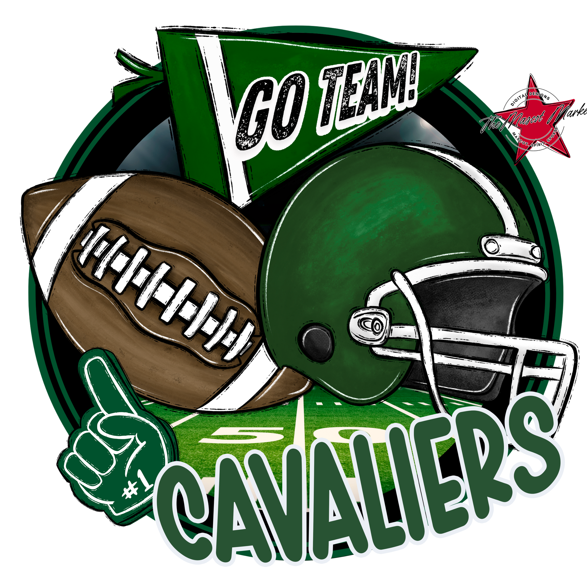 Cavaliers Circle Football Design-Green