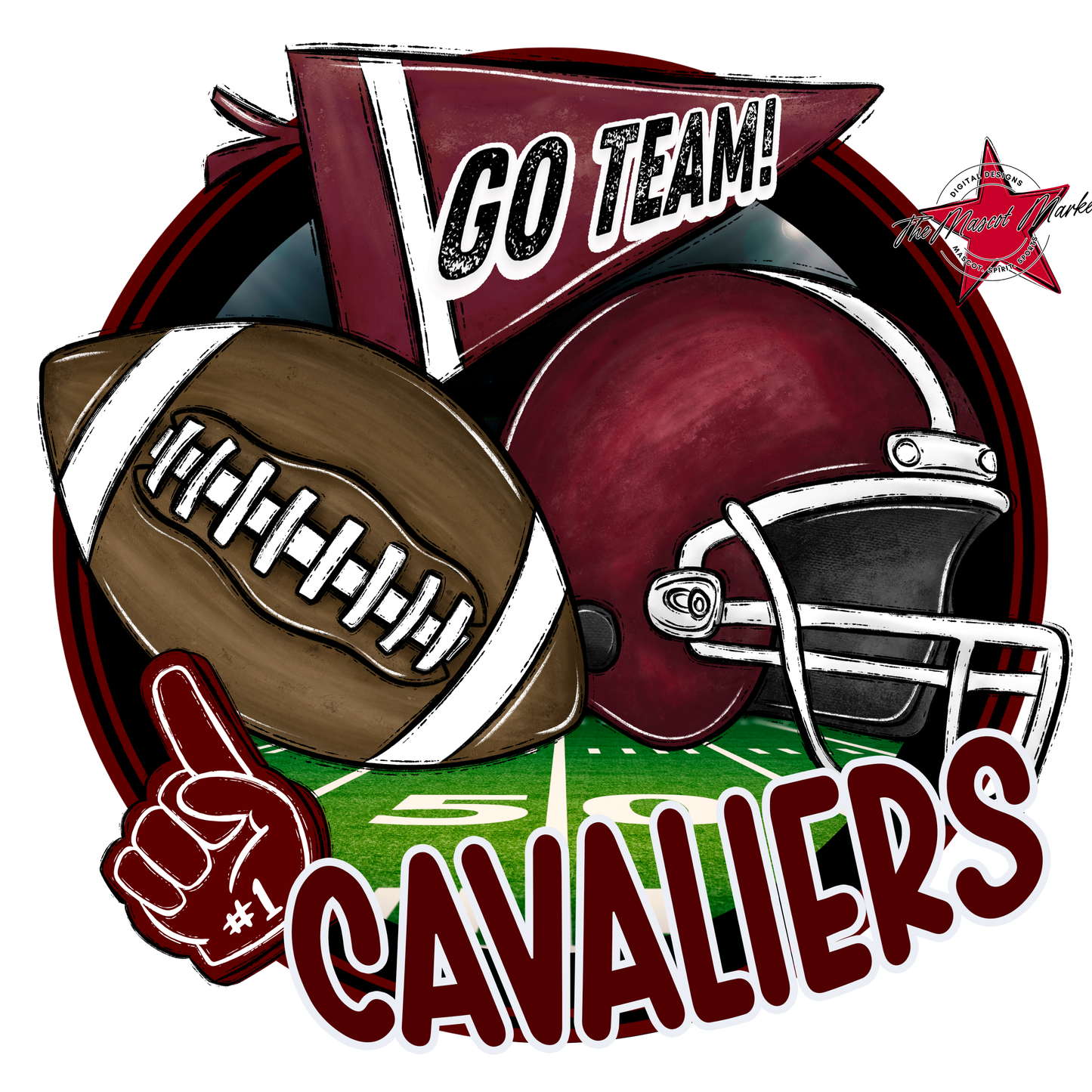 Cavaliers Circle Football Design-Maroon