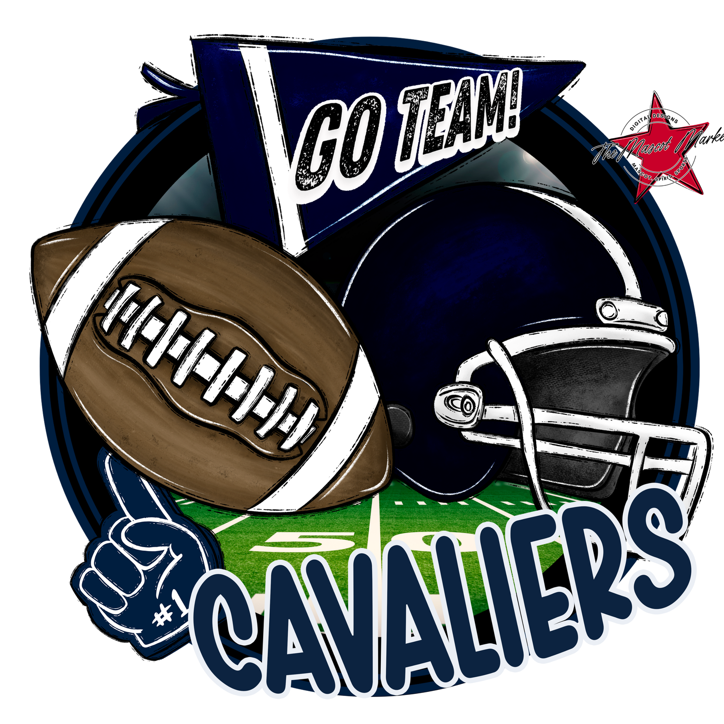 Cavaliers Circle Football Design-Navy