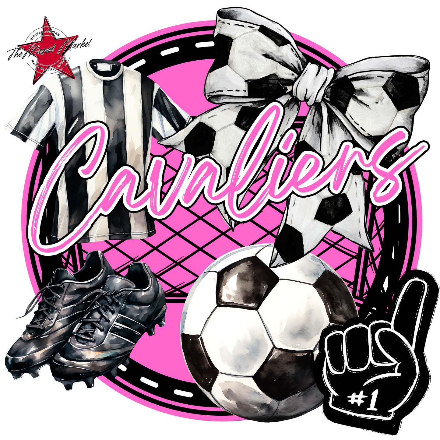Cavaliers Circle Soccer Design-Baby Pink