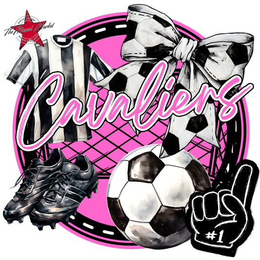 Cavaliers Circle Soccer Design-Baby Pink