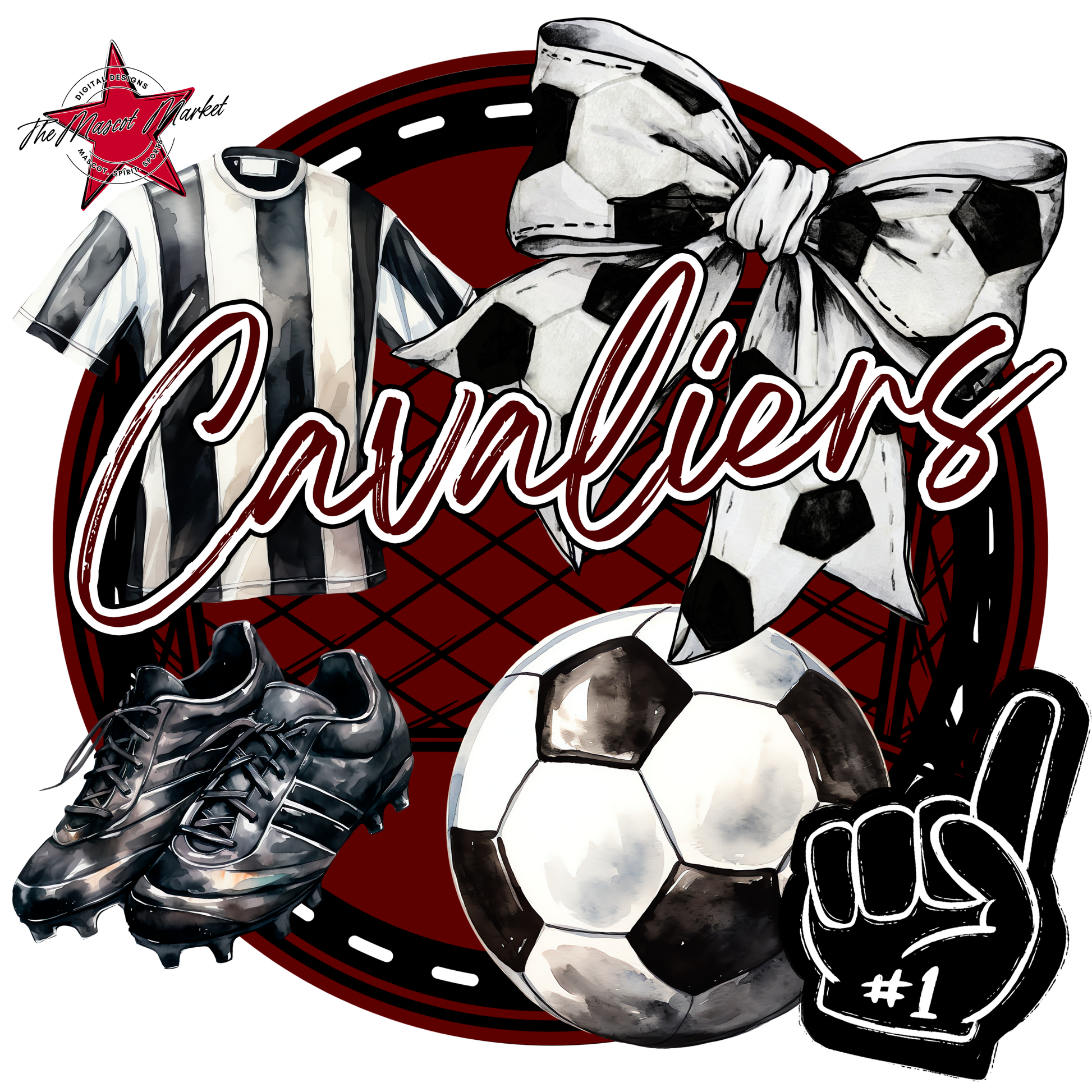 Cavaliers Circle Soccer Design-Maroon