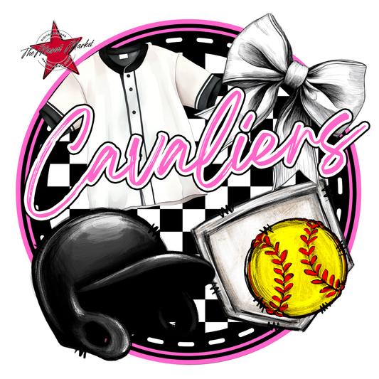 Cavaliers Circle Softball Design-Baby Pink