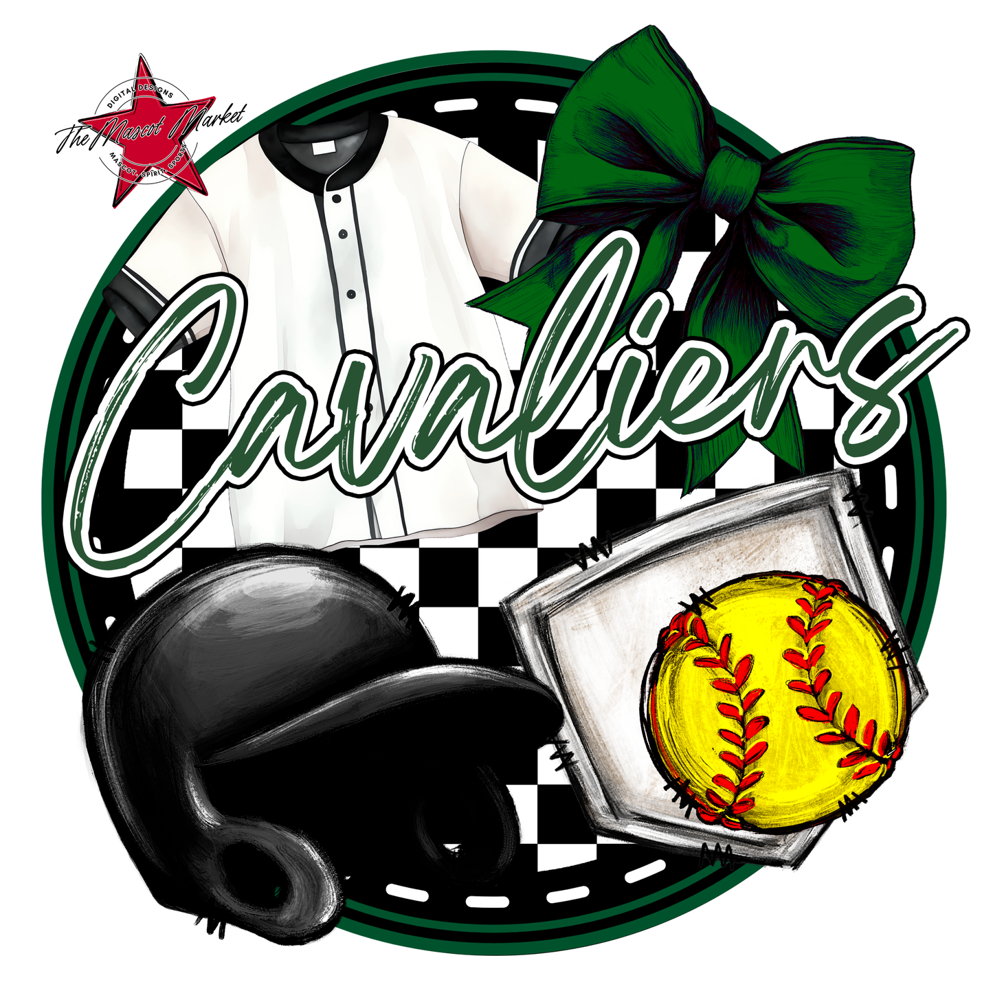 Cavaliers Circle Softball Design-Green