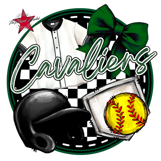 Cavaliers Circle Softball Design-Green